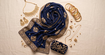 Blue Sequin Embroidered 3-Piece Suit for Eid & Weddings