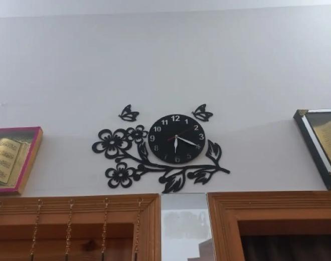3D Flower Wooden Wall Clock With LED Light MZ1261200092MRTS