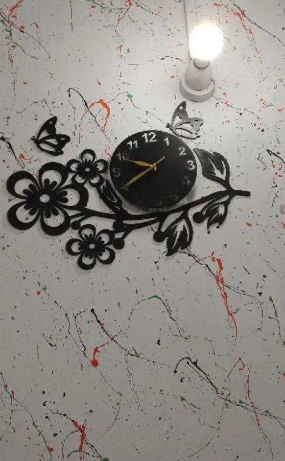 3D Flower Wooden Wall Clock With LED Light MZ1261200092MRTS