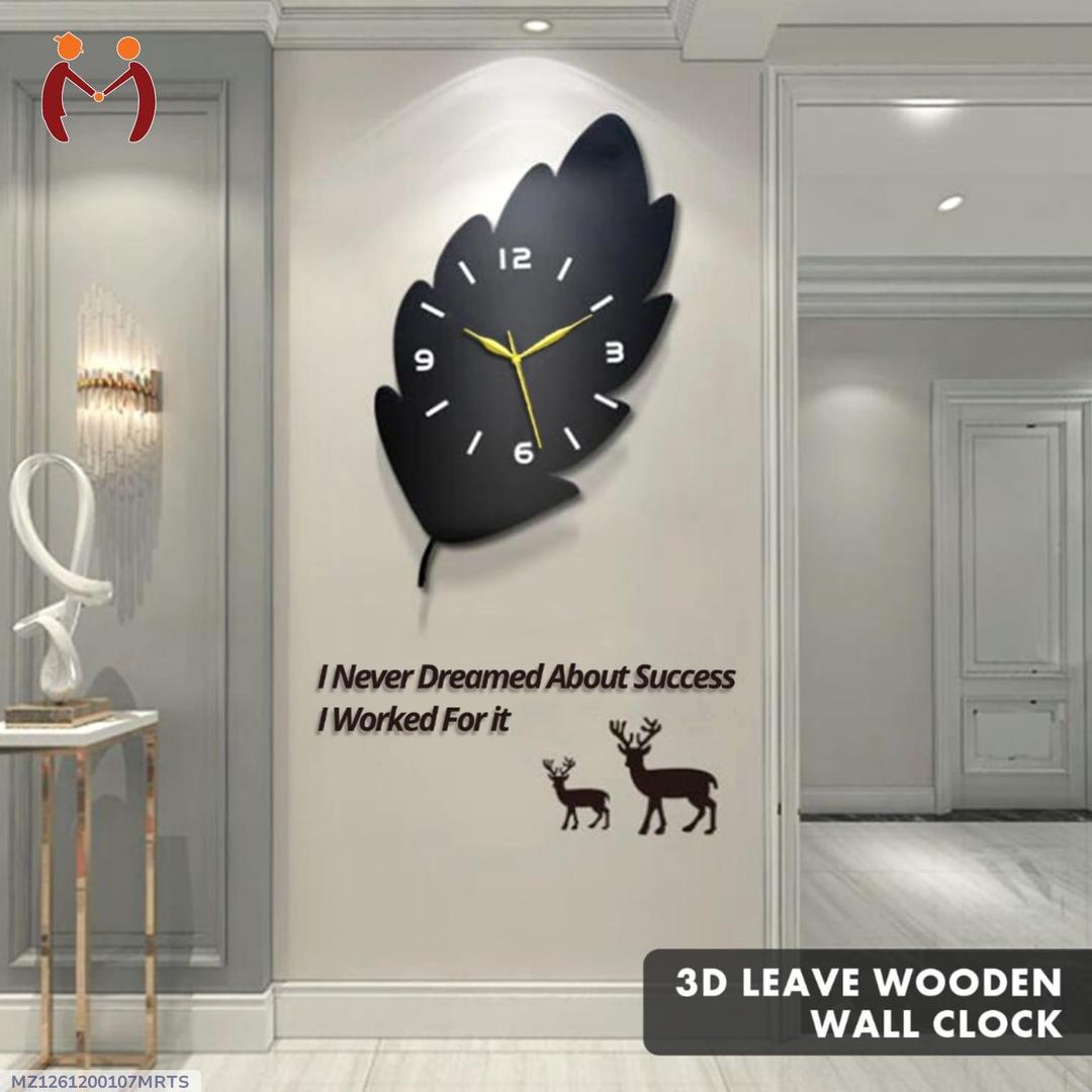 3D Leaf Wooden Wall Clock MZ1261200107MRTS