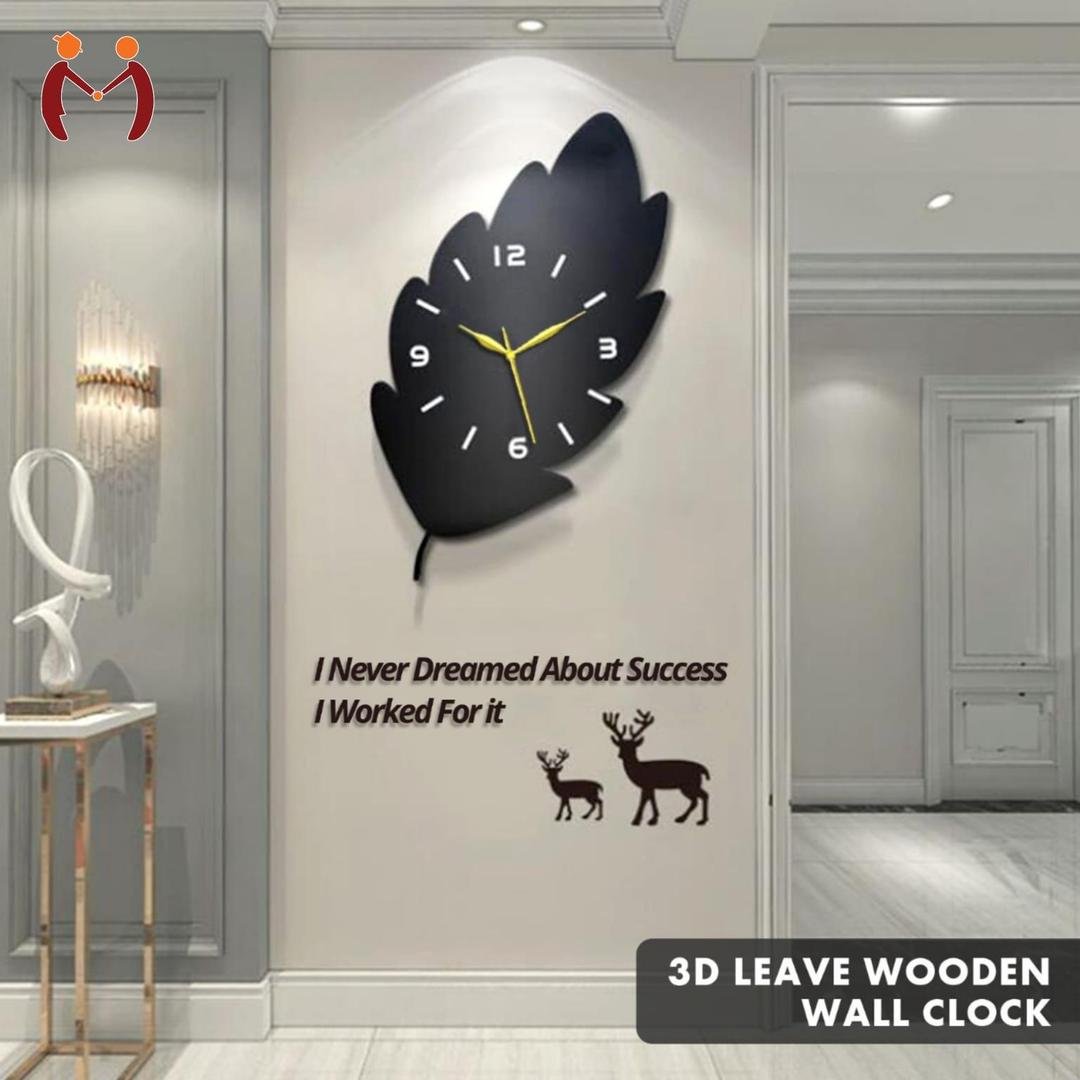 3D Leaf Wooden Wall Clock MZ1261200107MRTS