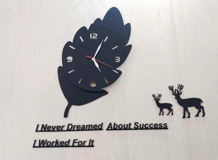 3D Leaf Wooden Wall Clock MZ1261200107MRTS