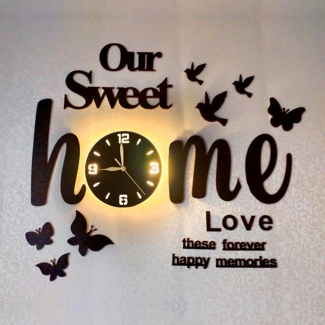 3D Glowing Birds Butterflies Wall Clock MZ1261200121MRTS