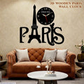 3D Wooden Paris Wall Clock Black MZ1261200168MRTS
