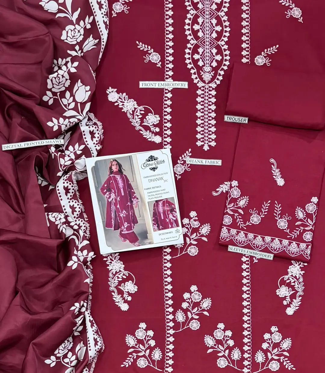 Women's Unstitched Embroidered Suit 3-Piece MZ1734200554MHSE