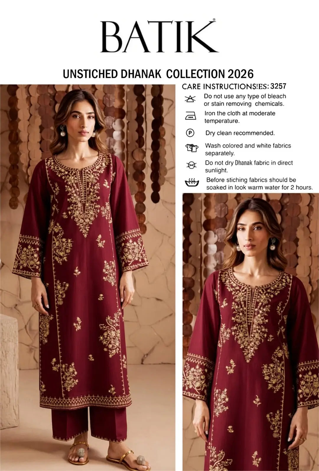 Women's Unstitched Embroidered Suit 2-Piece MZ1734200558MHSE