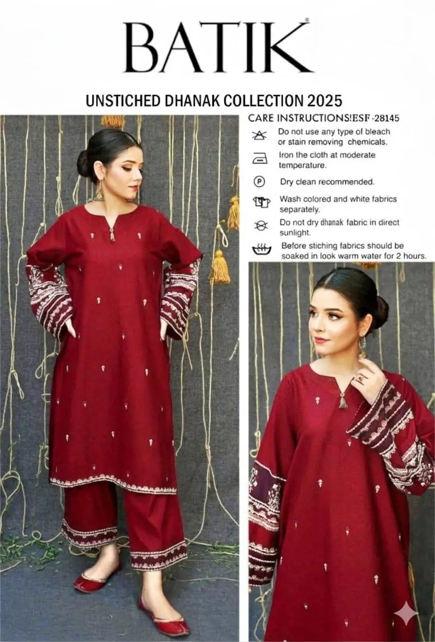 Women's Unstitched Embroidered Suit 2-Piece MZ1734200558MHSE