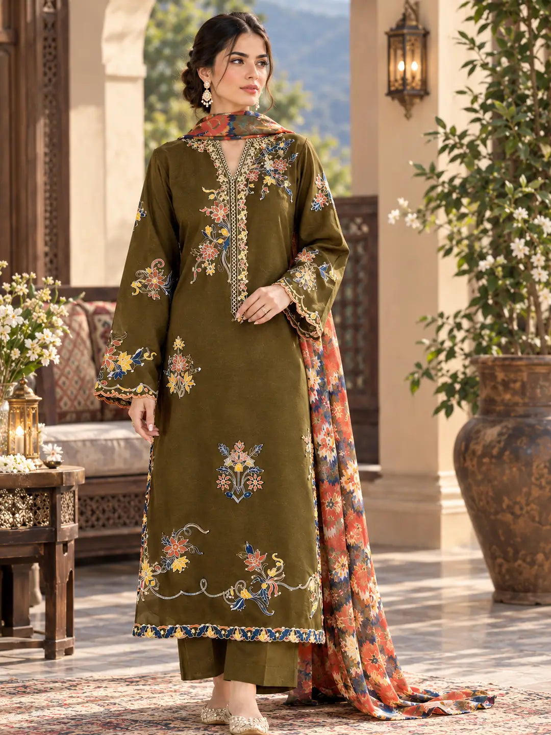 Women's Unstitched Embroidered Suit MZ2194200191SKFS