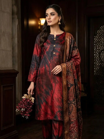 Women's Unstitched Digital Print Silk Suit 3-Piece MZ2321200661WT