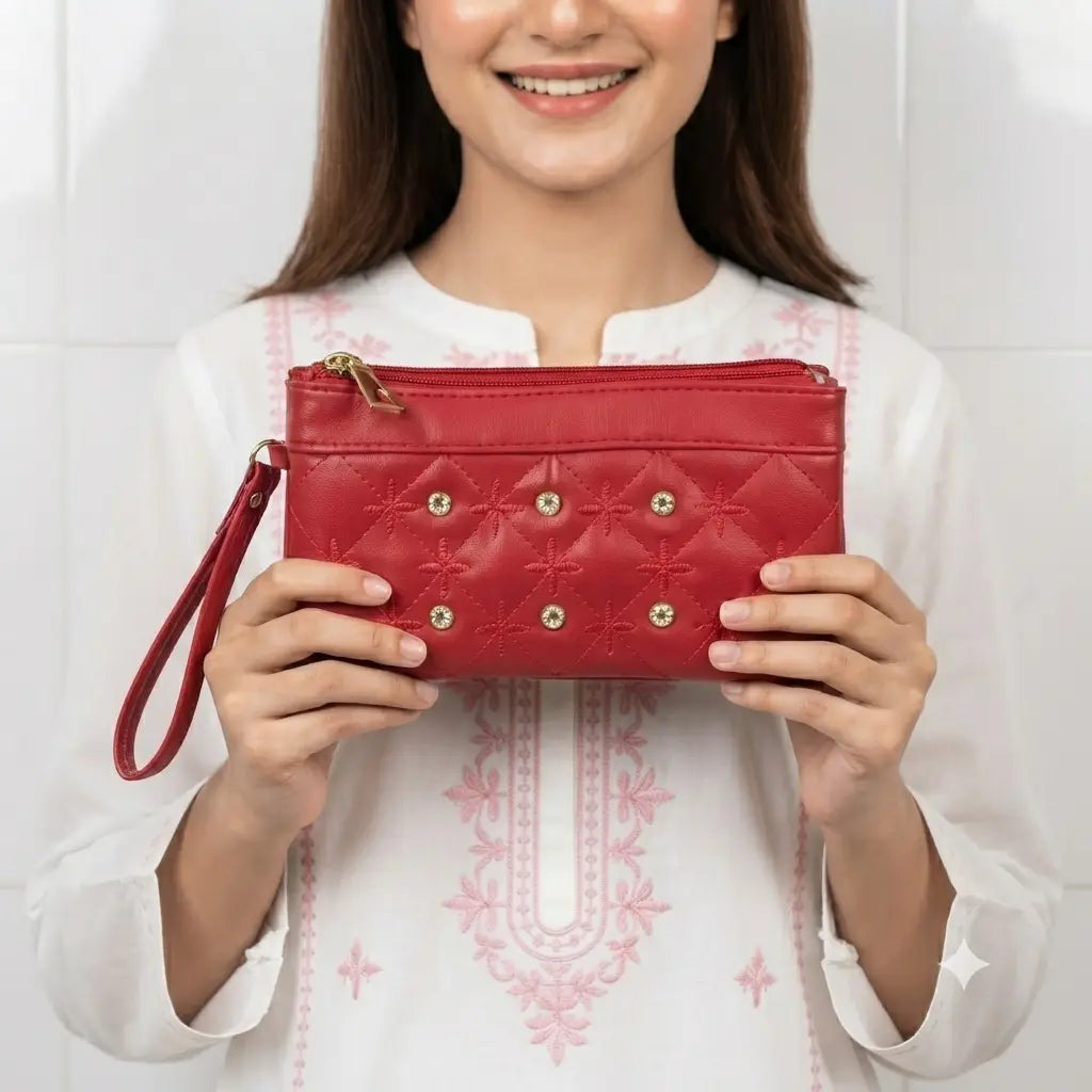Women's Embroidered Hand Clutch Double Pocket MZ30500000048RITS