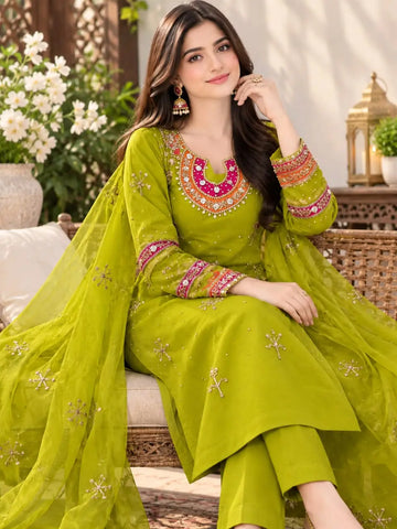 Women's Unstitched Hand Work Suit 3-Piece MZ3085200039TEZBCN