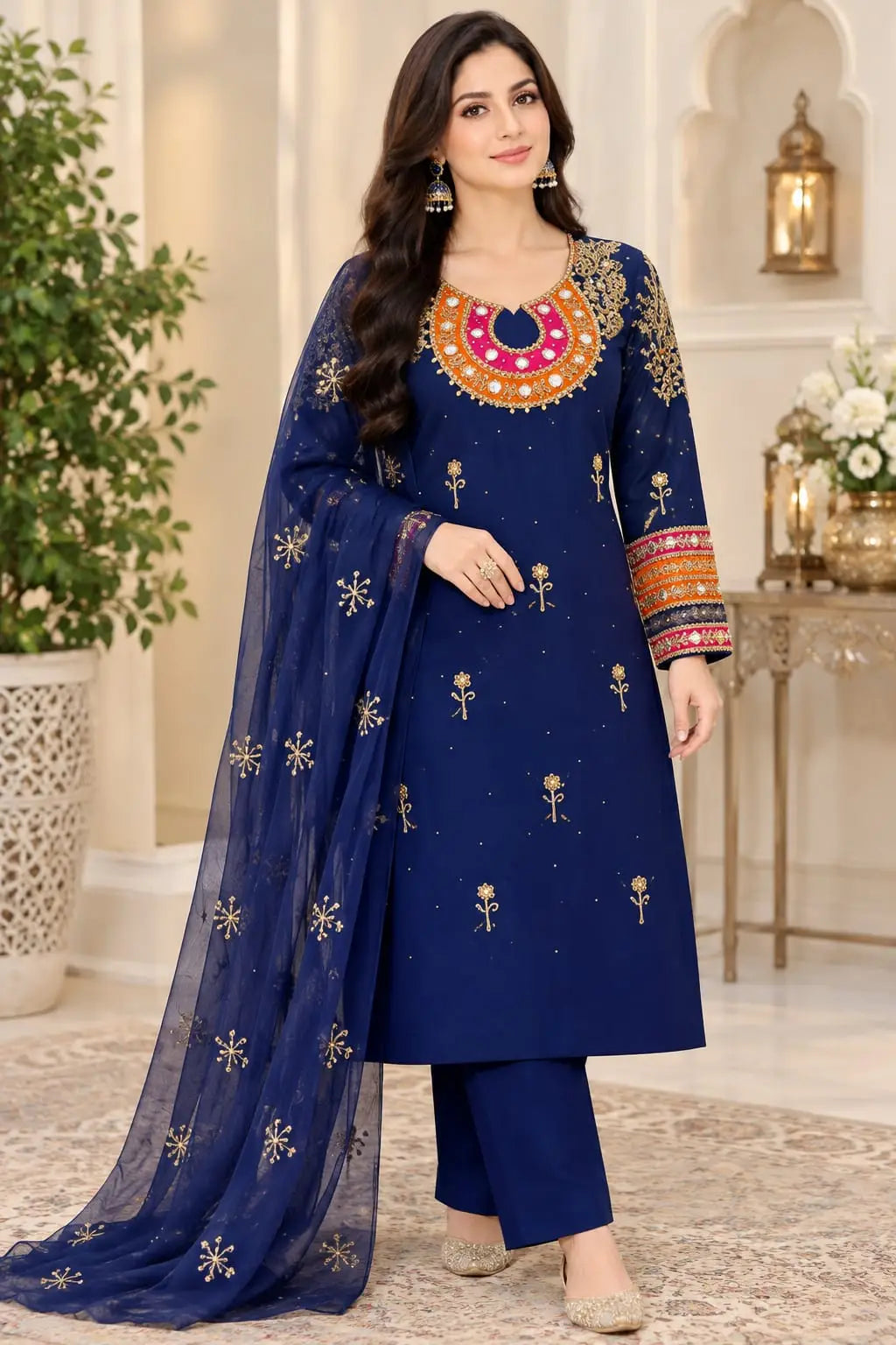Women's Unstitched Gota Work Suit 3-Piece MZ3085200040TEZBCN
