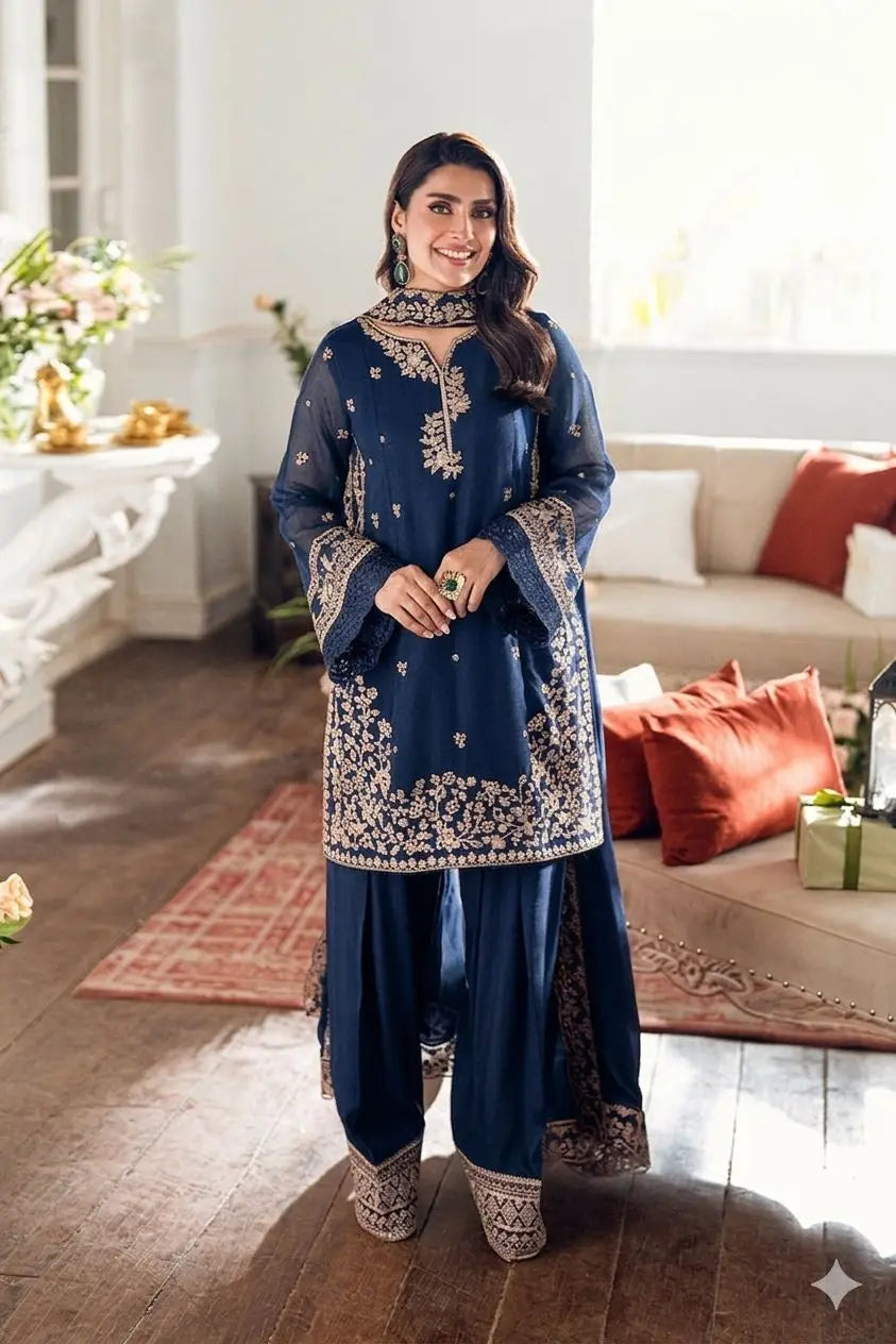 Women's Unstitched Embroidered Suit 3-Piece MZ3292200004HBTS