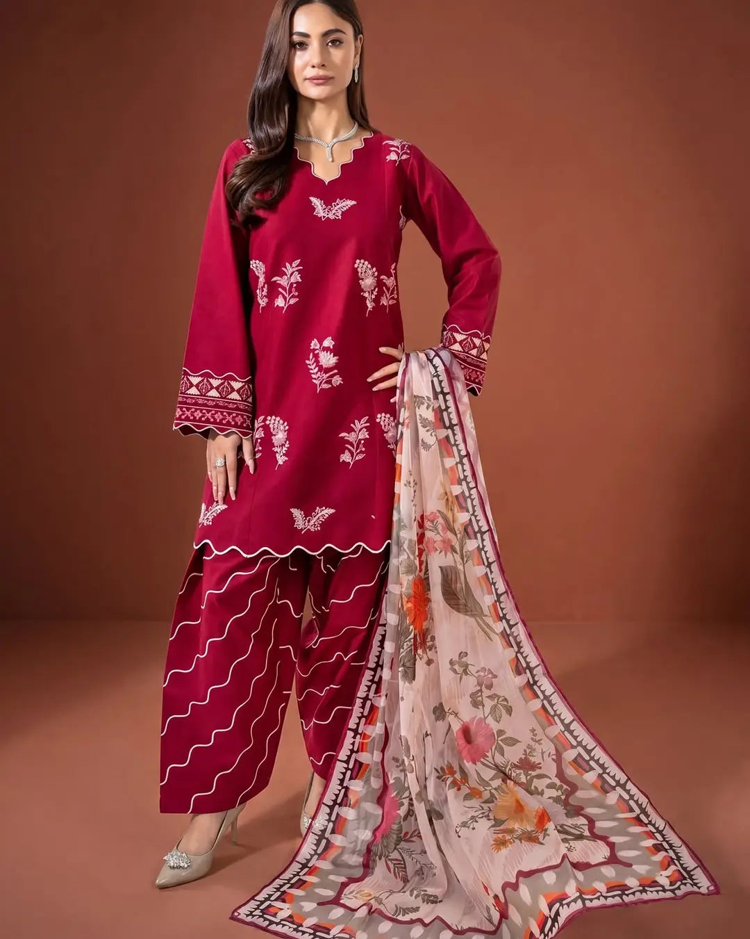 Women's Unstitched Embroidered Suit 3-Piece MZ3292200009HBTS