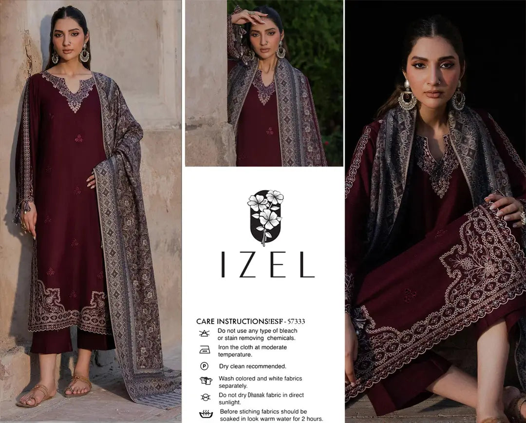 Women's Unstitched Embroidered Suit 3-Piece MZ3292200027HBTS