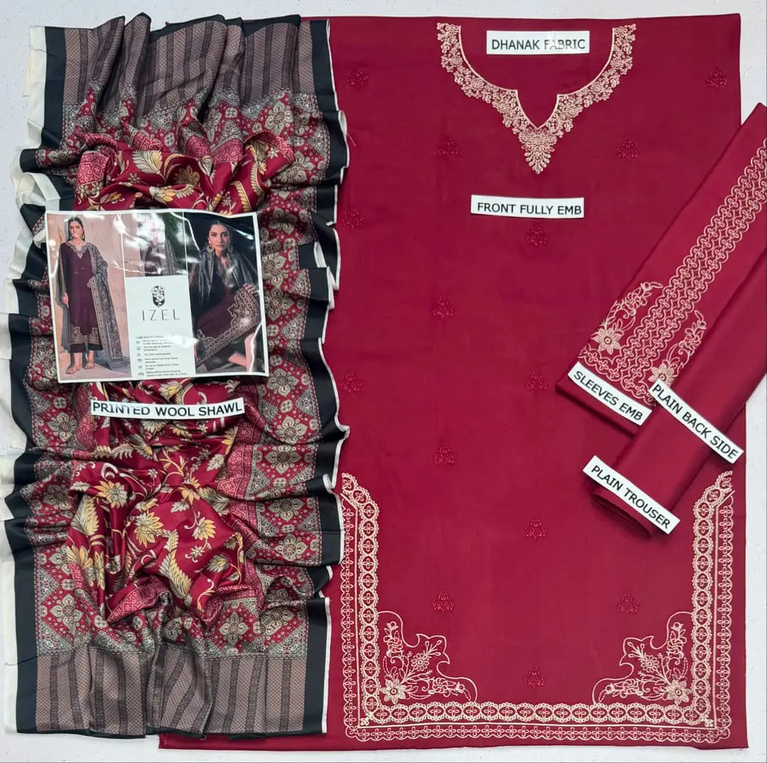 Women's Unstitched Embroidered Suit 3-Piece MZ3292200027HBTS